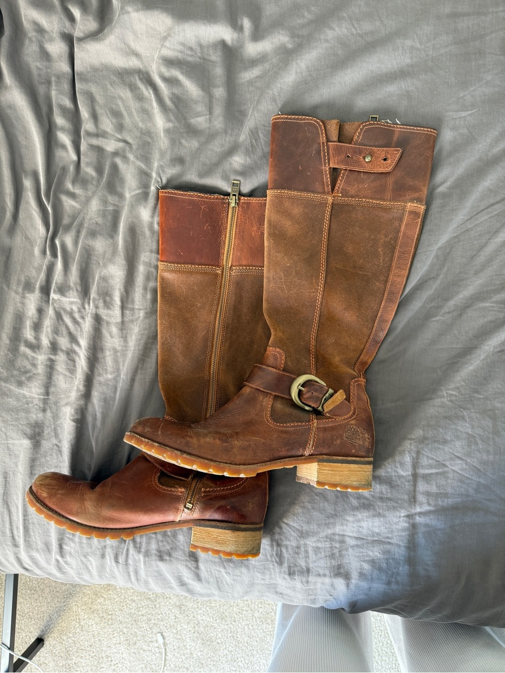 Timberland Brown Leather Tall Buckle Riding Boots